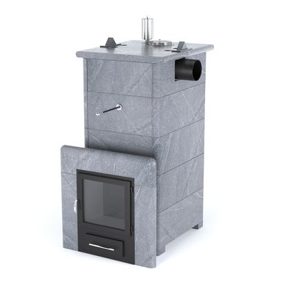 Газовая печь для бани ИзиСтим «Сочи» с боковым подключением в кожухе из талькохлорита в Ноябрьске
