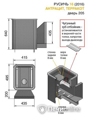 Дровяные печи-каменки Везувий Русичъ Антрацит 16 (205) 2016 в Ноябрьске