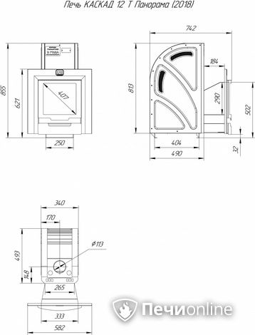 Дровяная банная печь Теплодар Каскад-12 Т Панорама (2018) в Ноябрьске