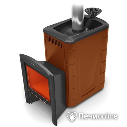 Дровяная банная печь TMF Гейзер 2014 Inox Витра  Терракота в Ноябрьске