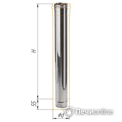 Дымоход Феррум Дымоход нержавейка 08 d-115 L=1м в Ноябрьске