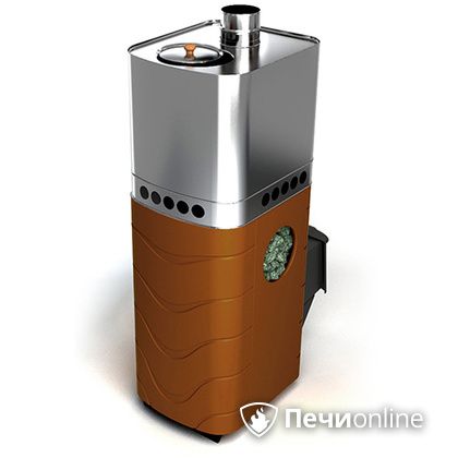 Дровяная банная печь TMF Бирюса 2013 Carbon терракота с закрытой каменкой в Ноябрьске