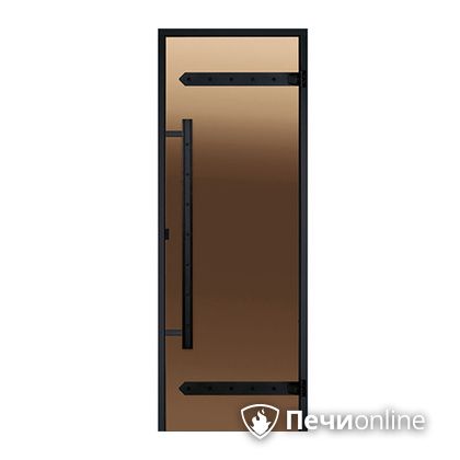 Дверь для бани Harvia Стеклянная дверь для сауны LEGEND 7/19 черная коробка сосна бронза  D71901МL в Ноябрьске